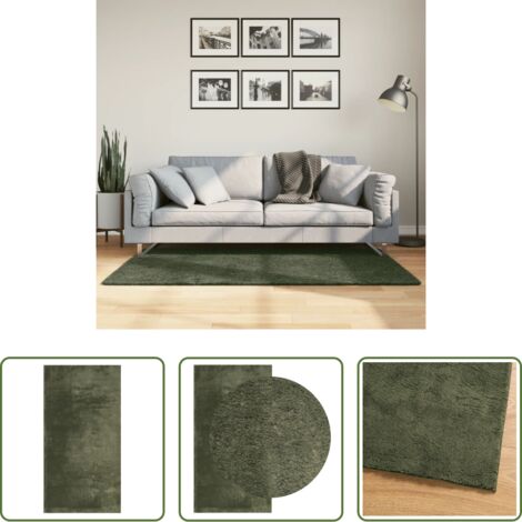 vidaXL Alfombra antideslizante -  Alfombra pelo corto suave lavable HUARTE verde bosque 80x150 cm