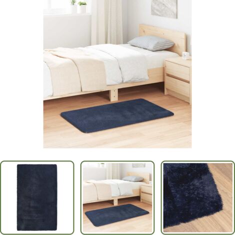 vidaXL Alfombra azul marino -  Alfombra de pelo largo NAVARRA azul marino 60x100 cm Poliéster