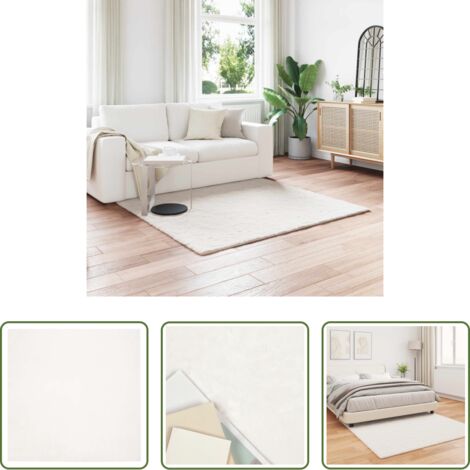 vidaXL Alfombra crema -  Alfombra de pelo sintético antideslizante Olite Crema Poliéster