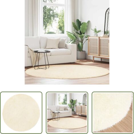 vidaXL Alfombra crema -  Alfombra peluda de pelo largo NAVARRA crema 200x200cm poliéster
