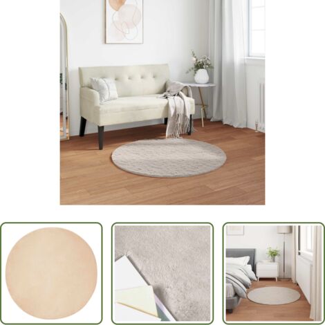 vidaXL Alfombra de conejo -  Alfombra de pelo sintético antideslizante Olite Beige Ø 100 cm