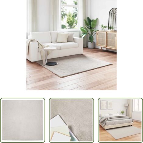 vidaXL Alfombra de conejo -  Alfombra de pelo sintético antideslizante Olite Beige Poliéster