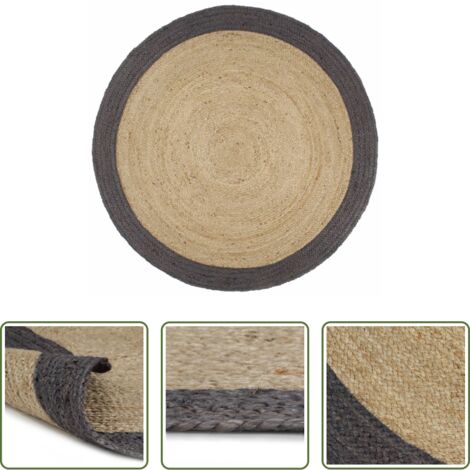vidaXL Alfombra de dos tonos -  Alfombra hecha a mano de yute con borde gris oscuro 240 cm