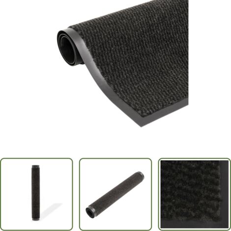 vidaXL Alfombra de entrada negra -  Alfombra de entrada rectangular de nudo 40x60 cm negra