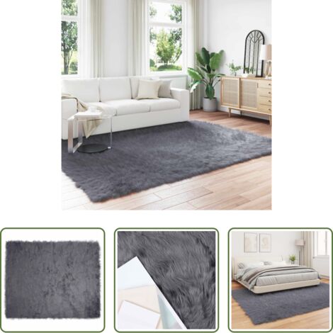 vidaXL Alfombra de oveja -  Alfombra de Imitación de Piel de Oveja Tafalla Antracita