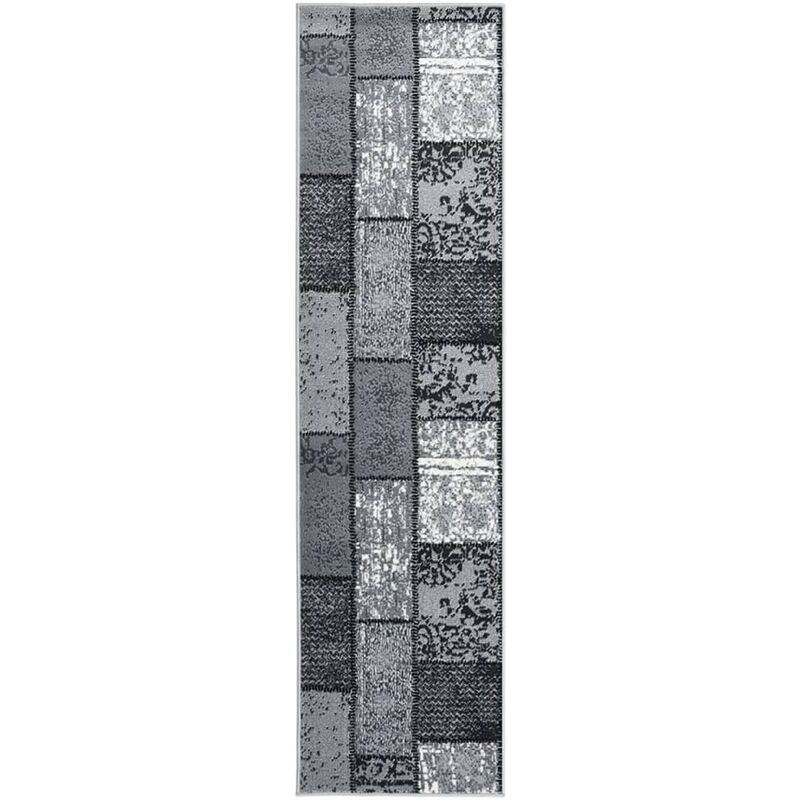 

Alfombra de pasillo BCF gris con estampado de bloques 60x350 cm - Gris - Vidaxl