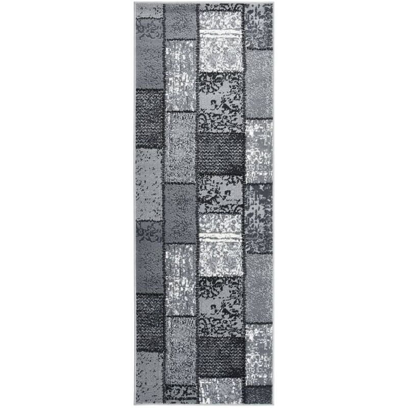 

vidaXL Alfombra de pasillo BCF gris con estampado de bloques 80x200 cm - Gris