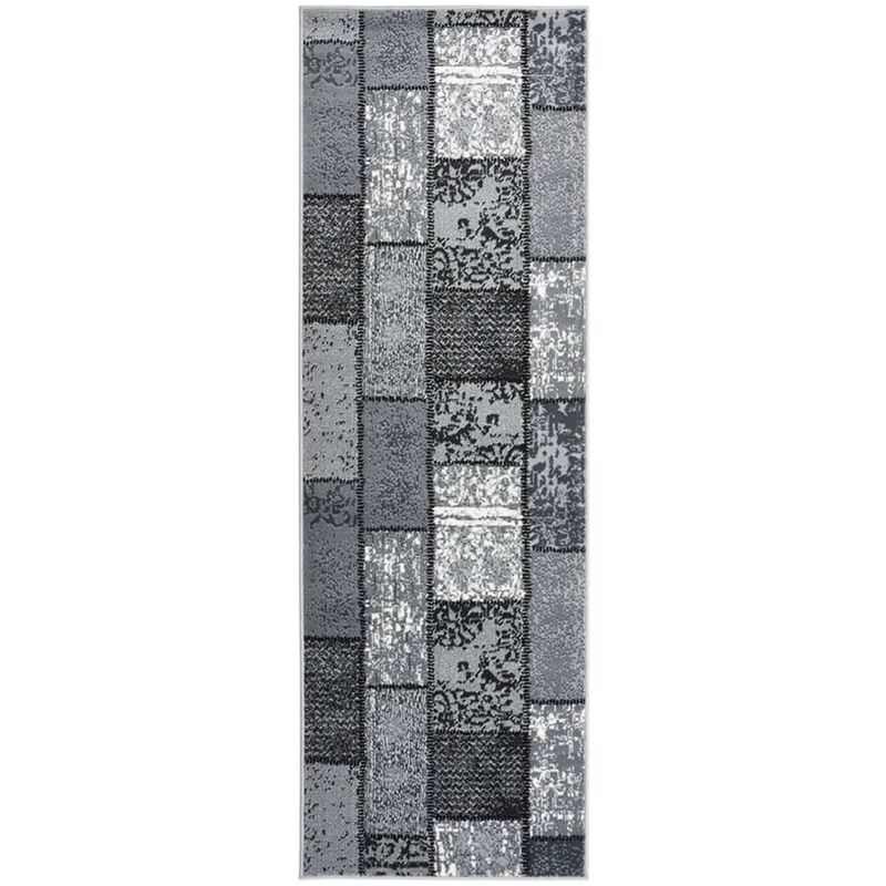 

vidaXL Alfombra de pasillo BCF gris con estampado de bloques 80x250 cm - Gris