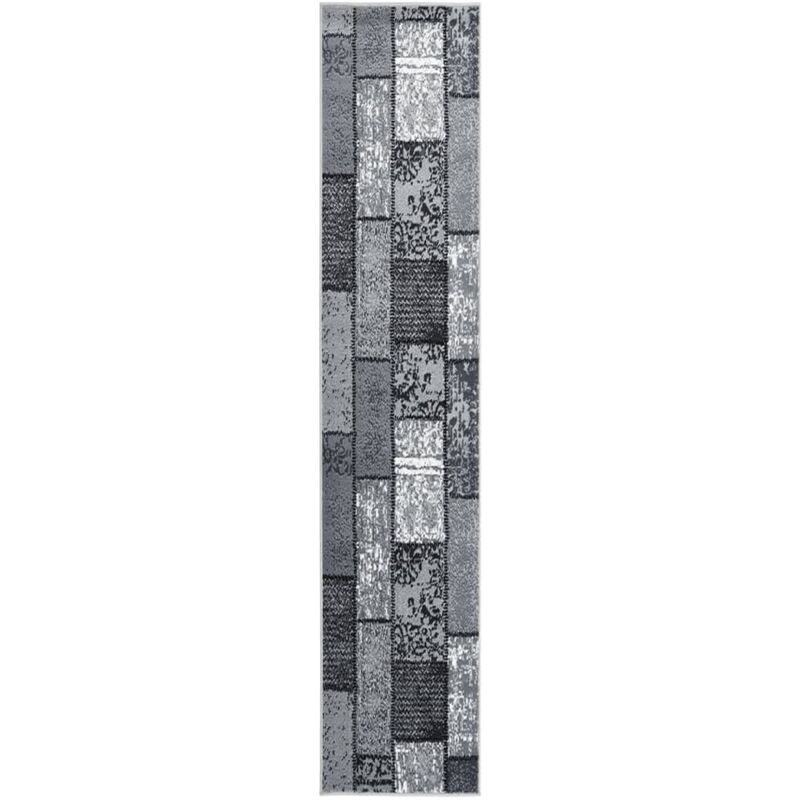 

Alfombra de pasillo BCF gris con estampado de bloques 80x500 cm - Gris - Vidaxl
