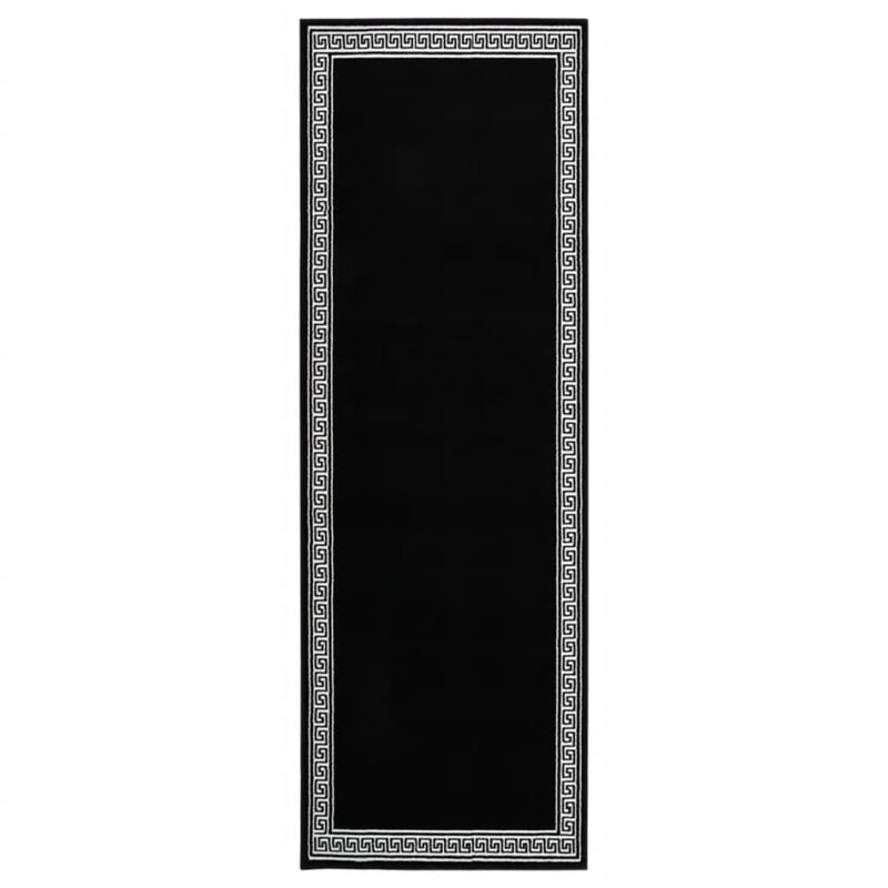 

vidaXL Alfombra de pasillo BCF negro con estampado 100x350 cm - Negro