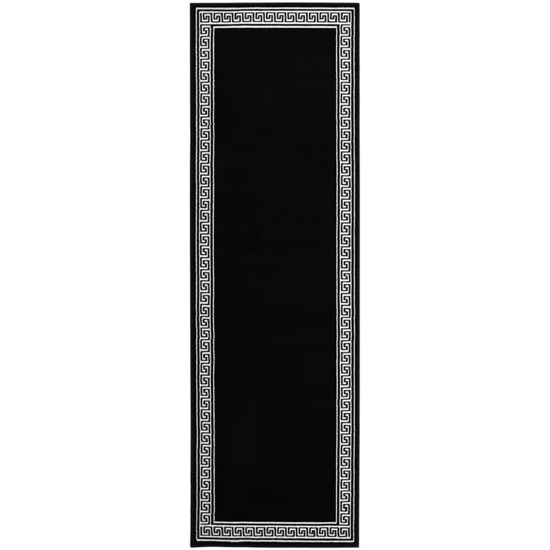 

vidaXL Alfombra de pasillo BCF negro con estampado 80x300 cm - Negro