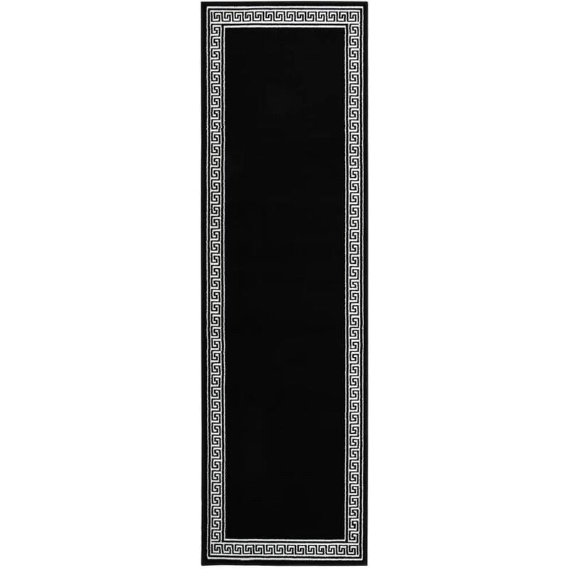 

vidaXL Alfombra de pasillo BCF negro con estampado 80x350 cm - Negro