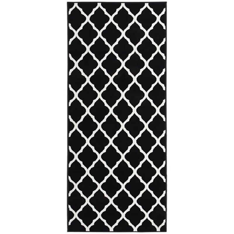 

vidaXL Alfombra de pasillo BCF negro y blanco 100x300 cm - Negro