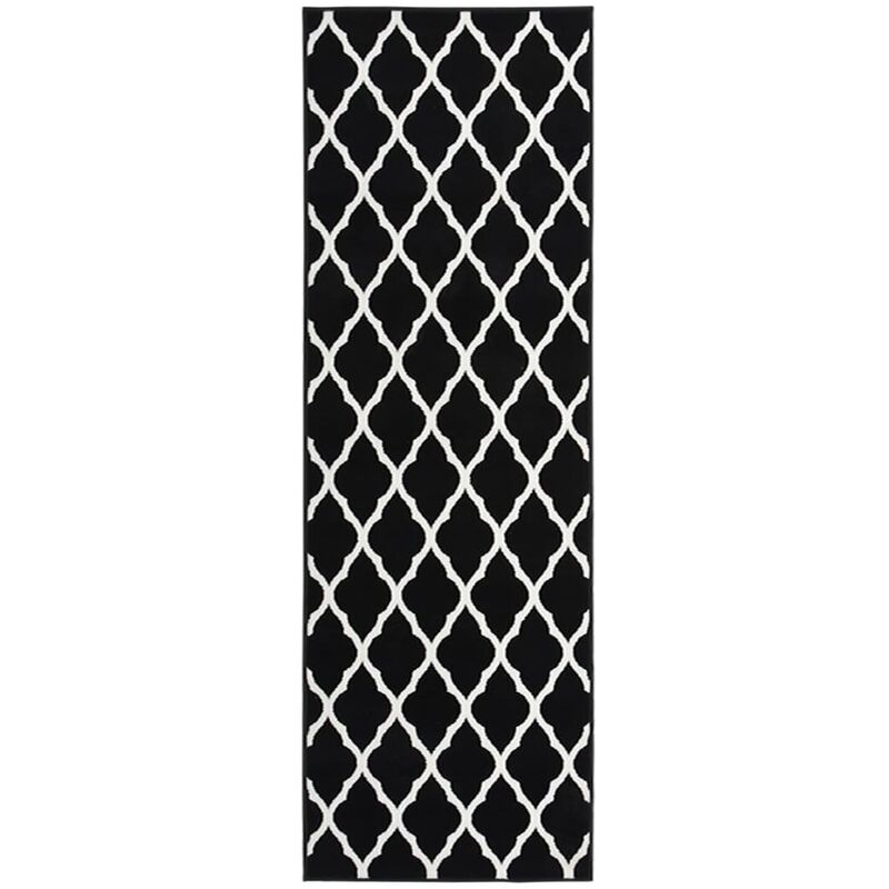 

vidaXL Alfombra de pasillo BCF negro y blanco 100x400 cm - Negro