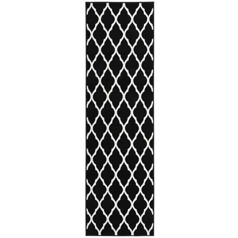 

vidaXL Alfombra de pasillo BCF negro y blanco 100x450 cm - Negro