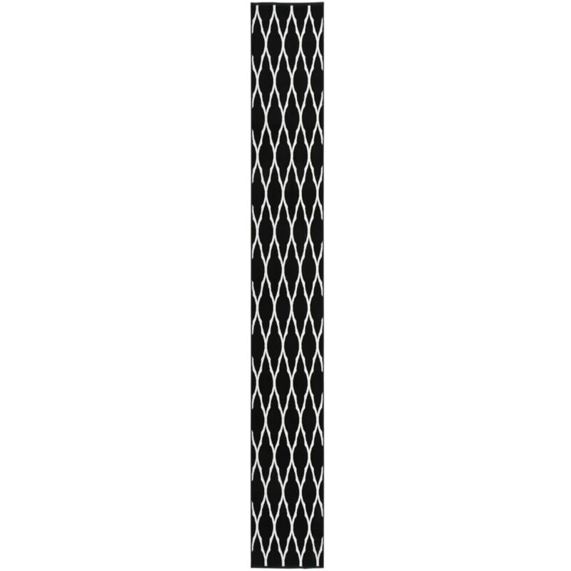 

vidaXL Alfombra de pasillo BCF negro y blanco 60x500 cm - Negro