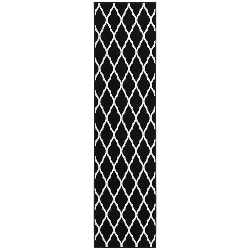 

vidaXL Alfombra de pasillo BCF negro y blanco 80x350 cm - Negro