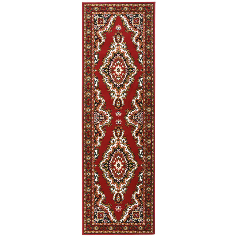 

vidaXL Alfombra de pasillo BCF rojo oriental 100x350 cm - Rojo