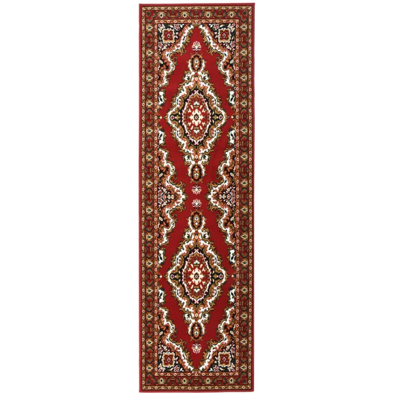 

vidaXL Alfombra de pasillo BCF rojo oriental 80x300 cm - Rojo