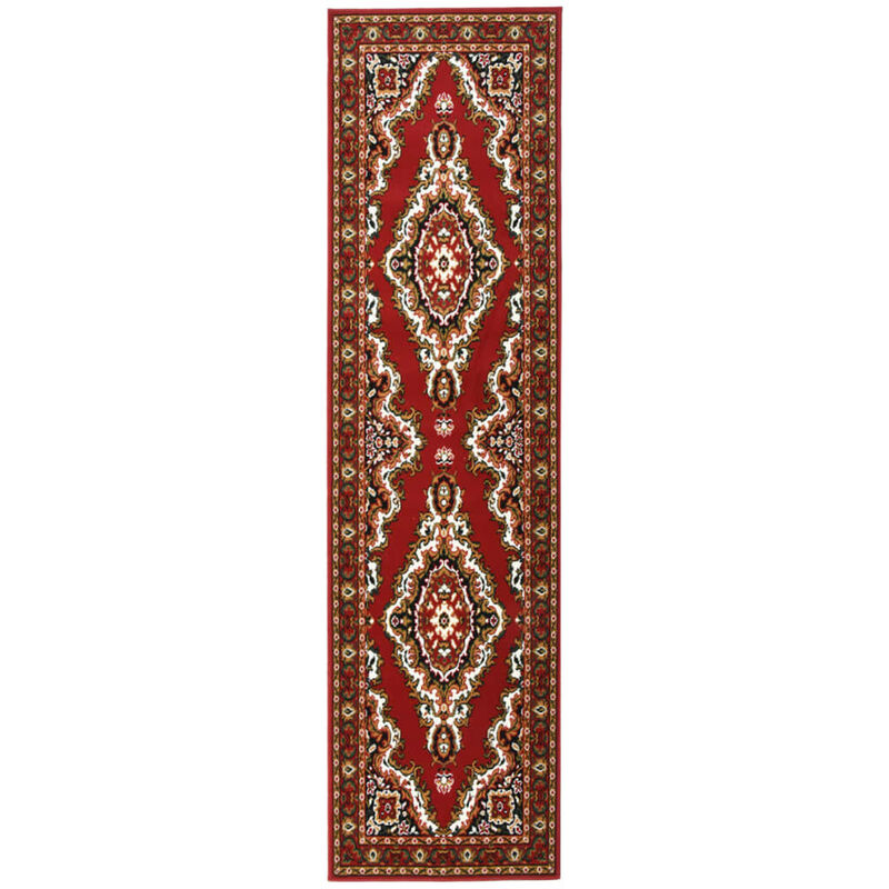 

vidaXL Alfombra de pasillo BCF rojo oriental 80x350 cm - Rojo