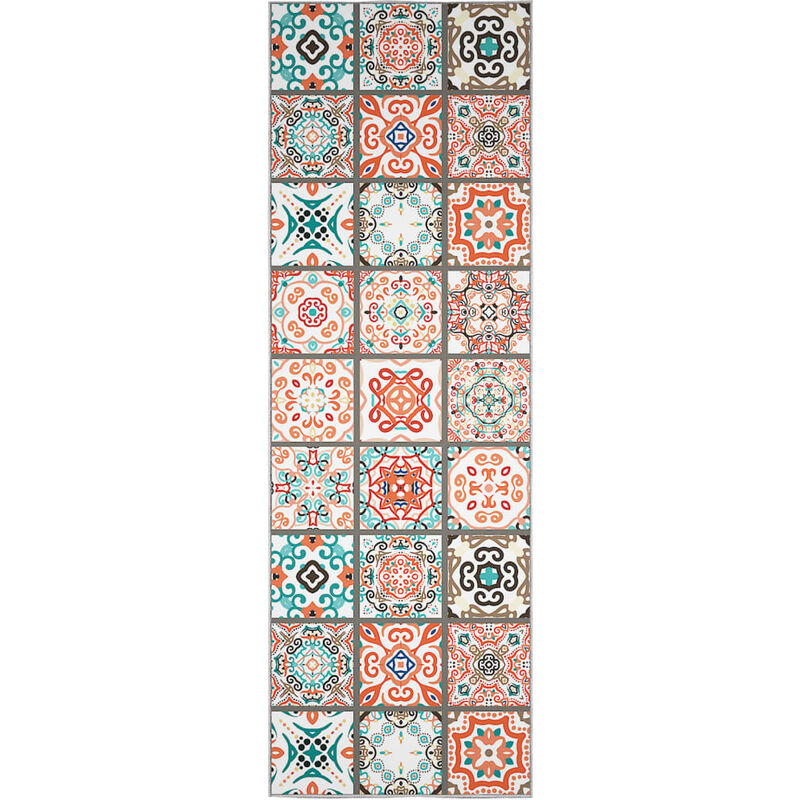 

vidaXL Alfombra de pasillo lavable estampado poliéster 100x300 cm - Multicolor