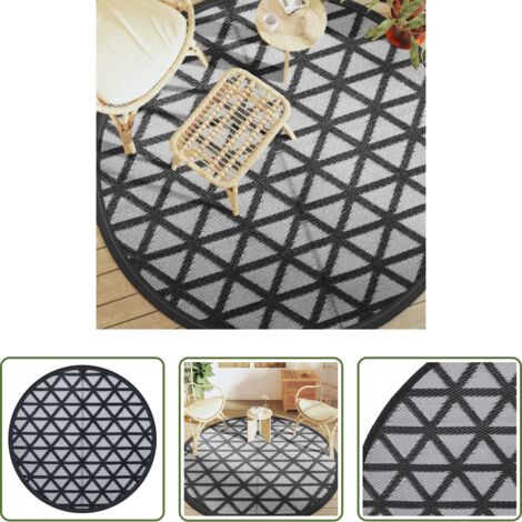 vidaXL Alfombra de patio -  Alfombra de exterior ARAKIL negra Ø200 cm PP