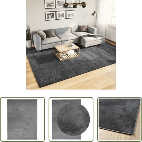 vidaXL Alfombra de pelo -  Alfombra de pelo corto OVIEDO gris antracita 240x340 cm