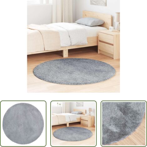 vidaXL Alfombra de pelo largo -  Alfombra de pelo largo NAVARRA gris claro 120x120 cm poliéster