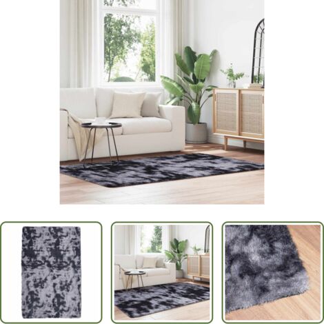 vidaXL Alfombra de pelo largo -  Alfombra de pelo largo NAVARRA gris oscuro 130x200 cm poliéster