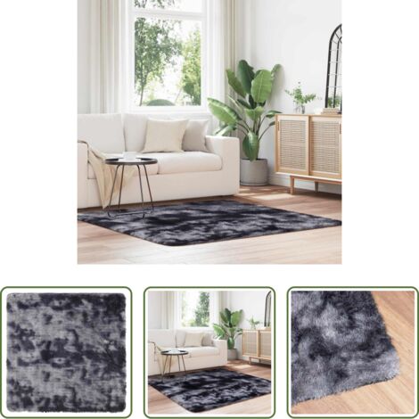 vidaXL Alfombra de pelo largo -  Alfombra de pelo largo NAVARRA gris oscuro 160x160 cm poliéster