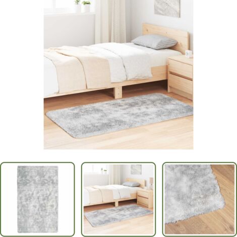vidaXL Alfombra de pelo largo -  Alfombra de pelo largo NAVARRA gris plata 80x150 cm poliéster