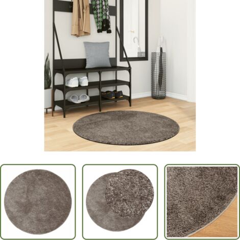 vidaXL Alfombra de pelo largo -  Alfombra pelo largo aspecto brillante ISTAN gris Ø 100 cm