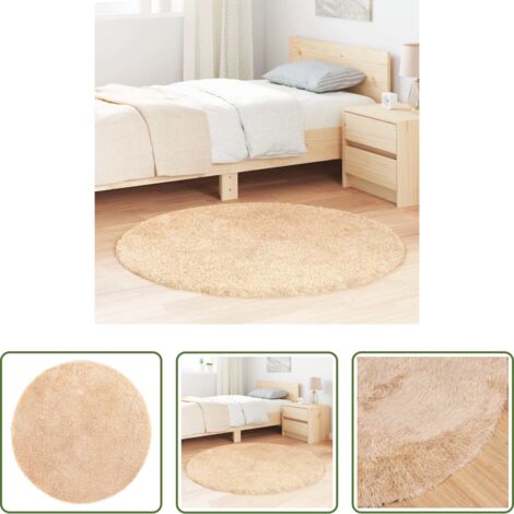 vidaXL Alfombra de pelo largo -  Alfombra peluda de pelo largo NAVARRA beige 120x120cm poliéster