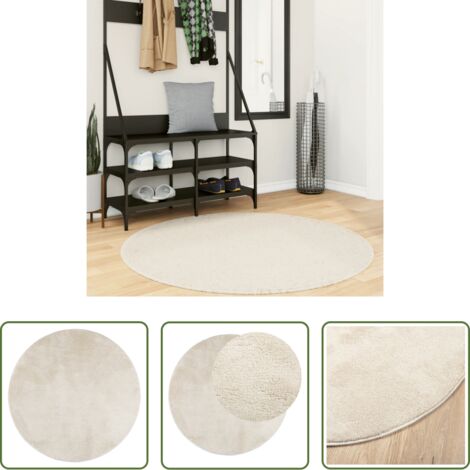 vidaXL Alfombra de pelo suave -  Alfombra de pelo corto OVIEDO beige Ø 120 cm
