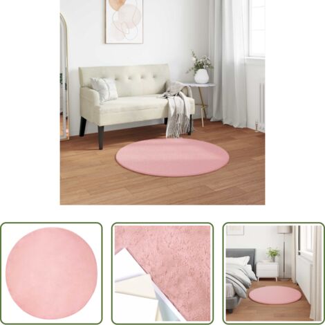 vidaXL Alfombra de piel -  Alfombra de pelo sintético antideslizante Olite Rosa Ø 100 cm