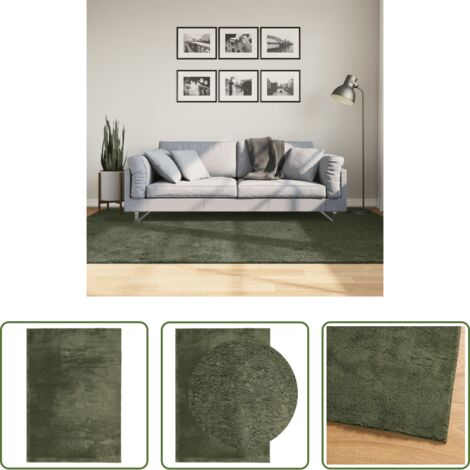 vidaXL Alfombra de piel sintética -  Alfombra pelo corto suave lavable HUARTE verde bosque 160x230cm