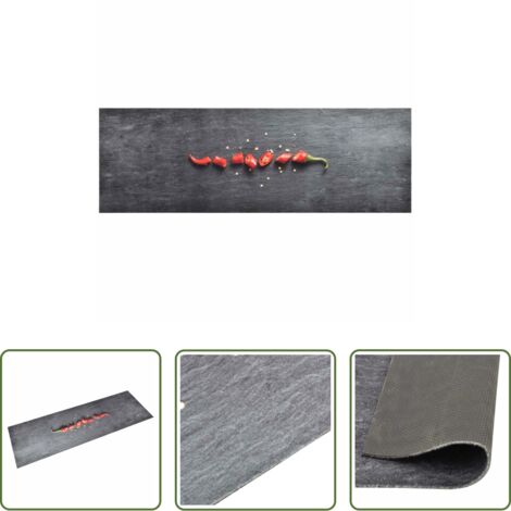 vidaXL Alfombra de pimiento -  Alfombra de cocina lavable Pepper 60x180 cm