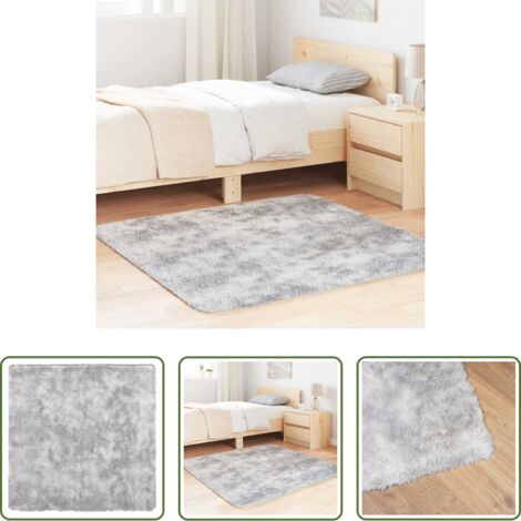vidaXL Alfombra de poliéster -  Alfombra de pelo largo NAVARRA gris plateado 120x120 cm