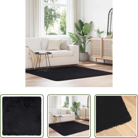 vidaXL Alfombra de poliéster -  Alfombra peluda de pelo largo NAVARRA negra 160x160cm poliéster