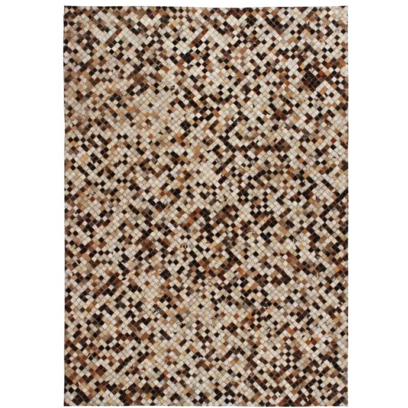 

vidaXL Alfombra de Retazos de Cuero Cuadrados Marrón/Blanco 160x230 cm - Multicolor
