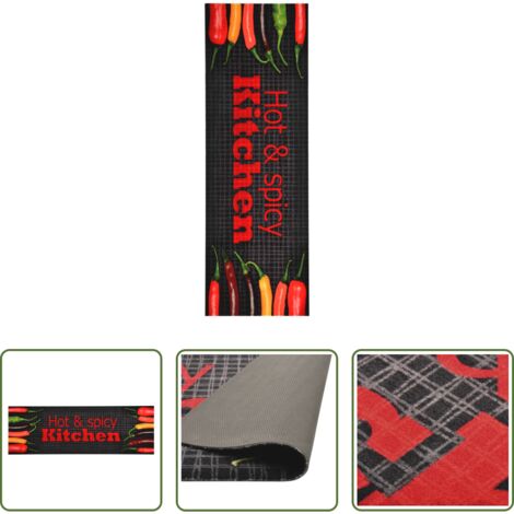 vidaXL Alfombra de suelo -  Alfombra de cocina lavable Hot&Spicy 60x180 cm