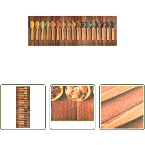 vidaXL Alfombra de suelo -  Alfombra de cocina lavable Spoons 60x300 cm