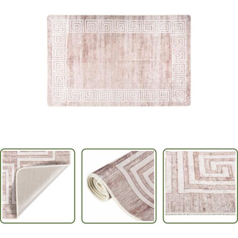 vidaXL Alfombra de terciopelo -  Alfombra lavable antideslizante beige 160x230 cm
