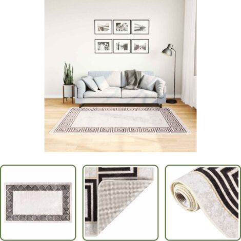 vidaXL Alfombra de terciopelo -  Alfombra lavable beige claro 120x180 cm