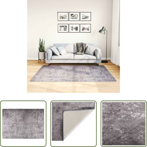 vidaXL Alfombra de terciopelo -  Alfombra lavable gris 120x180 cm