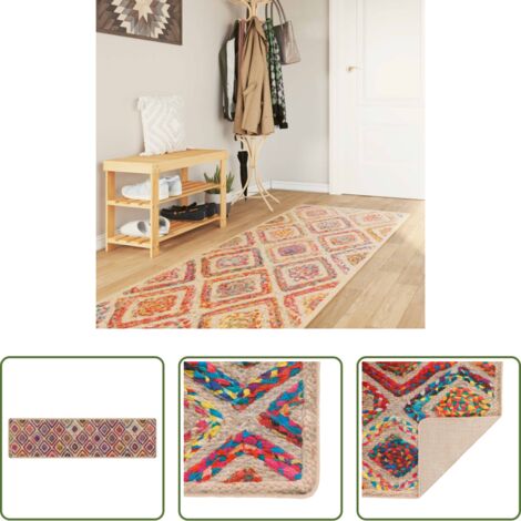vidaXL Alfombra de terciopelo -  Alfombra lavable multicolor 80x300 cm