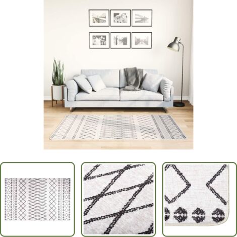 vidaXL Alfombra de terciopelo -  Alfombra lavable negro y blanco 80x150 cm
