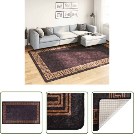 vidaXL Alfombra de terciopelo -  Alfombra lavable negro y dorado 190x300 cm