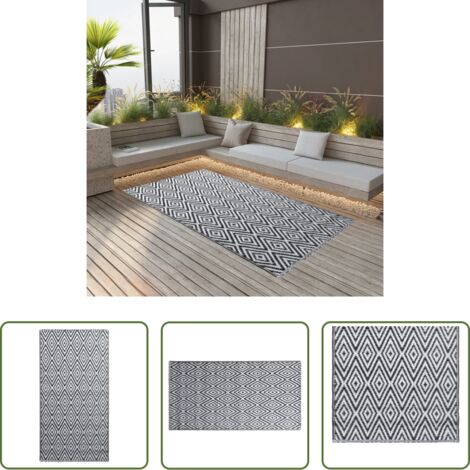vidaXL Alfombra de terraza -  Alfombra de exterior ARAKIL blanca y negra 120x180 cm PP