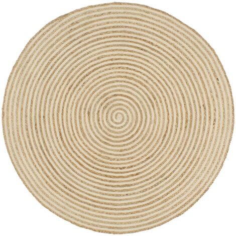vidaXL Alfombra de yute tejida a mano diseño espiral blanco 120 cm - Blanco